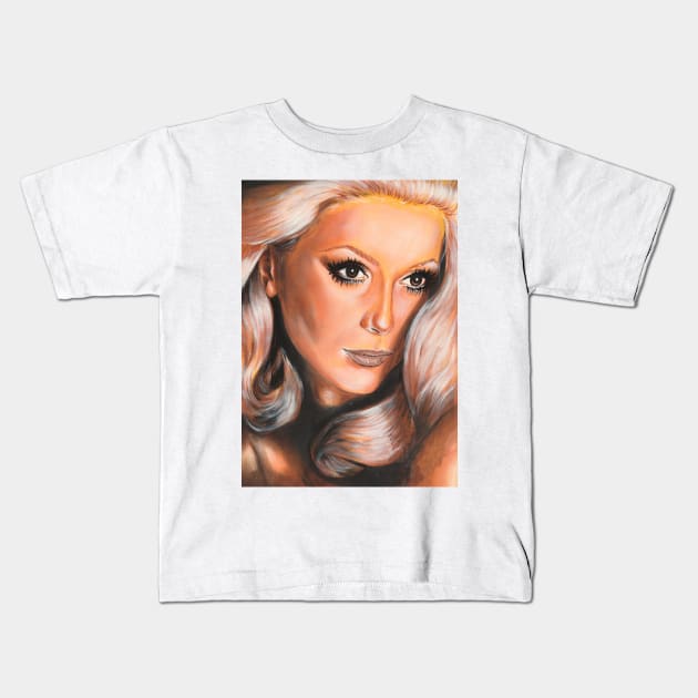 Catherine Deneuve Kids T-Shirt by Svetlana Pelin